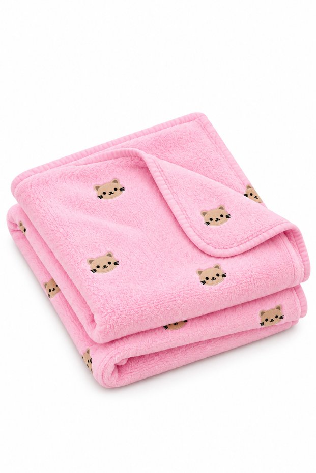 Cotton 90*100 Welsoft Cat-Thought Baby Girl Blanket
