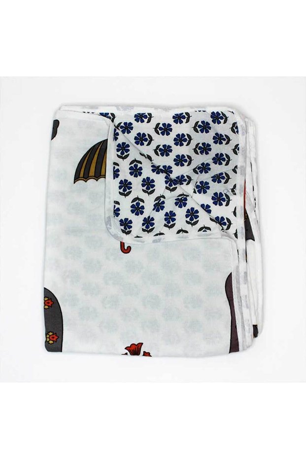 Reversible baby Dohar - Blue and Brown printed