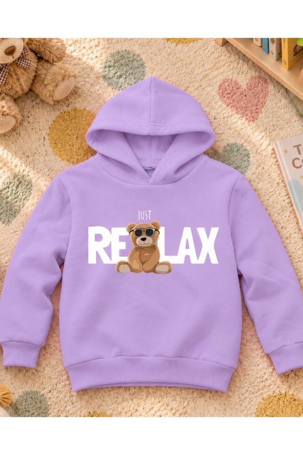 Relax Printed Hooded Unisex Kids Sweatshirt