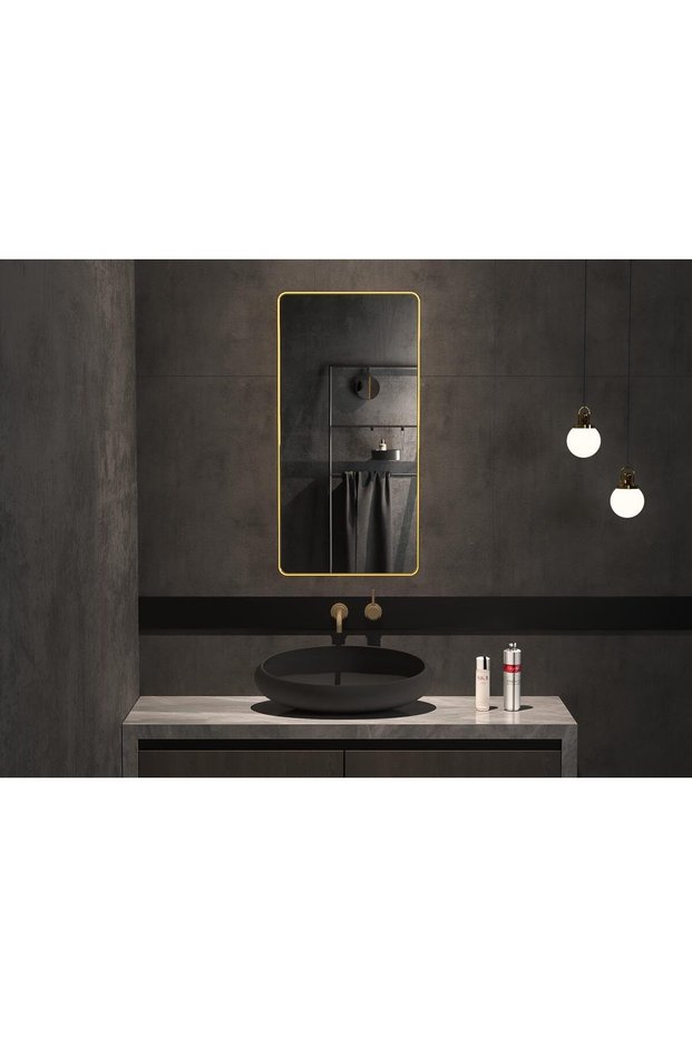 مرآة حائط ذهبية بإطار من الألومنيوم مقاس 60×120 سم