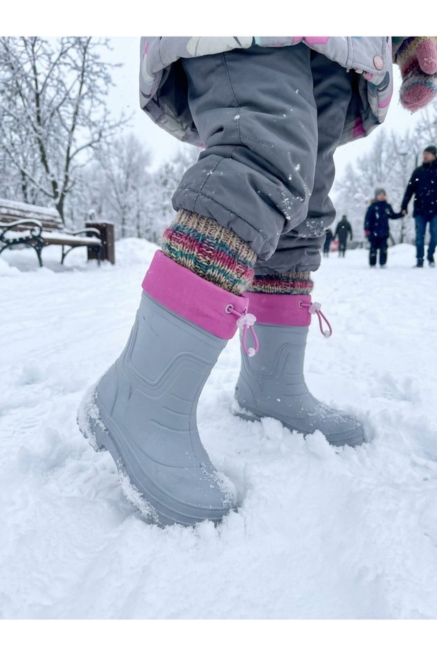 Konay Ab48 Girls' Wool Inside Rain Boots