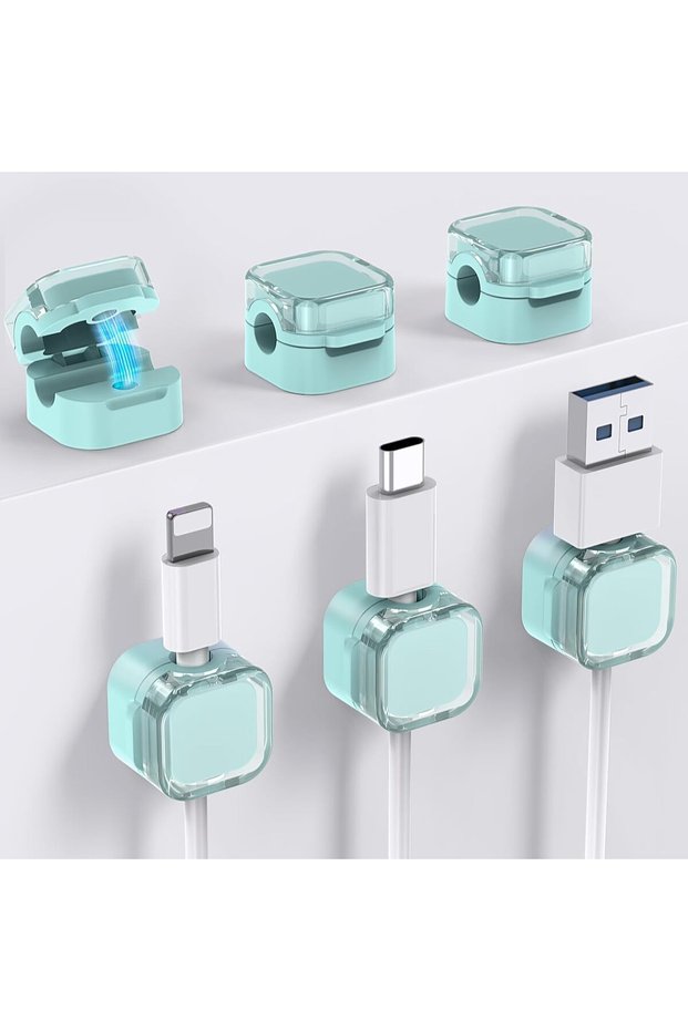 3 قطع من منظم الكابلات المغناطيسي، حامل تخزين، مشابك إدارة كابلات شحن الهاتف عبر USB، قوية وفعالة