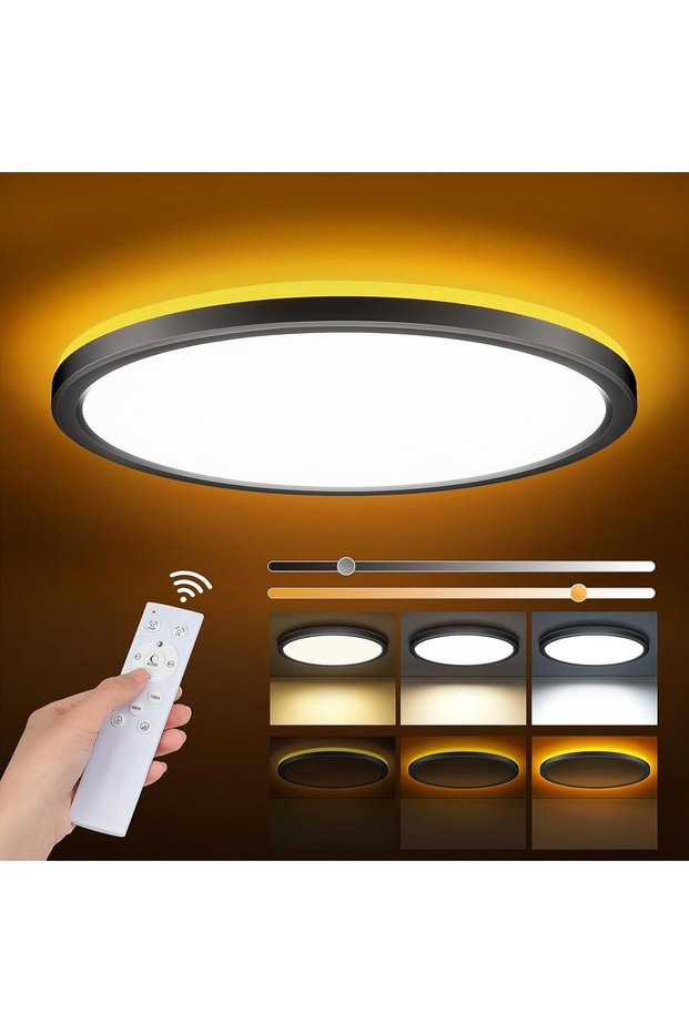 مصباح سقف LED قابل للتعتيم بقوة 24 واط مع جهاز تحكم عن بعد، إضاءة ليلية 1800K-6500K، تصميم دائري فائق النحافة للغرف