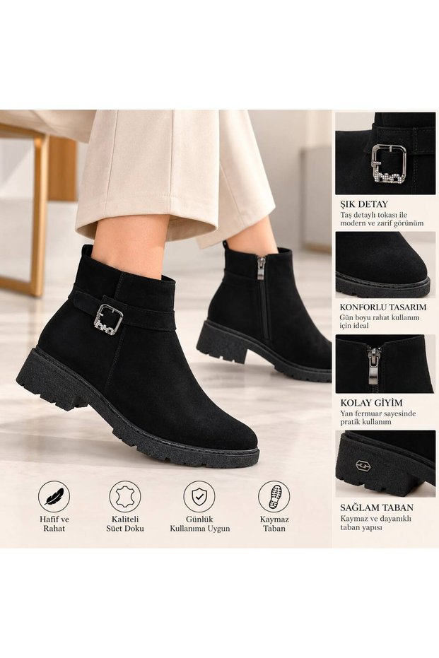 Simple and Stylish Buckle-Decorated Comfortable Women's Boots
