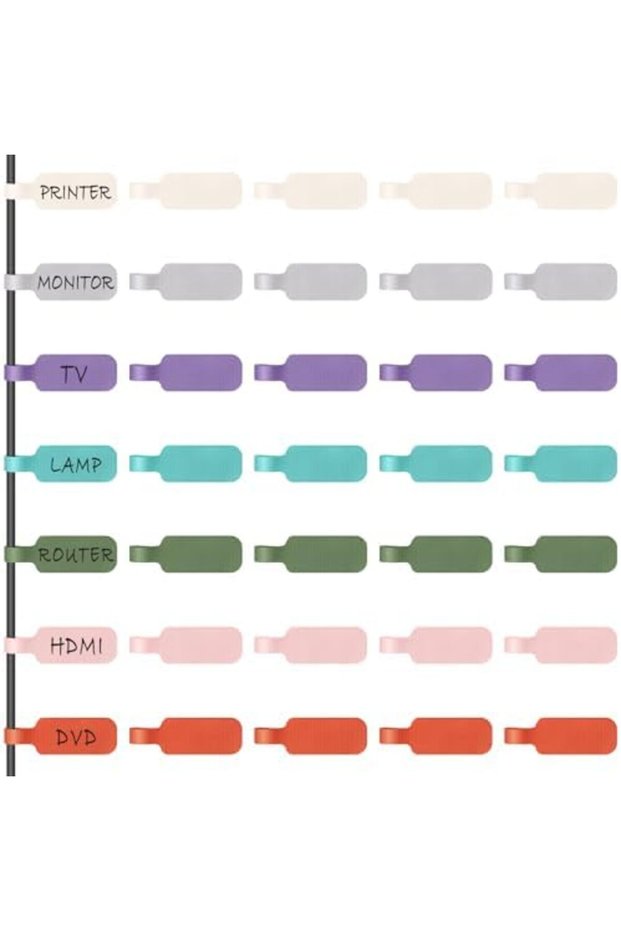 35 Pcs Reusable Cable Labels with Hook and Loop Closure, Easy to Write On, Durable Wire Tags for Cab