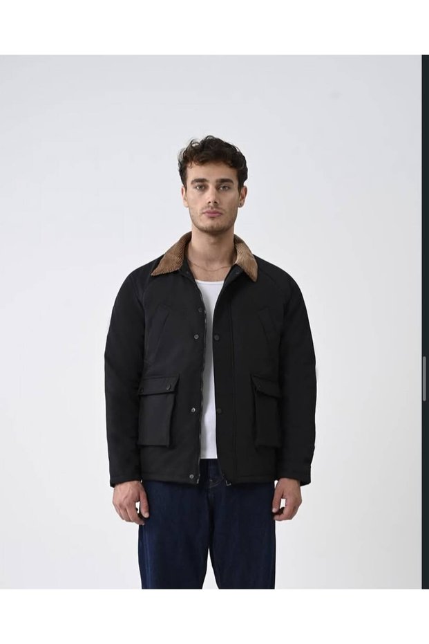 Black Velvet Collar Pocket Jacket