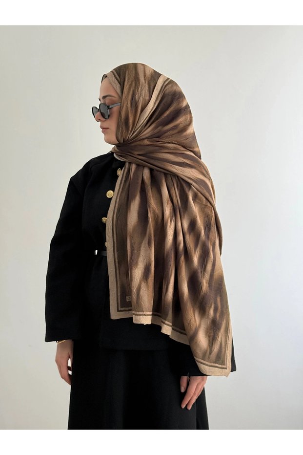 Retro Wave Kraş Shawl - Olive Green