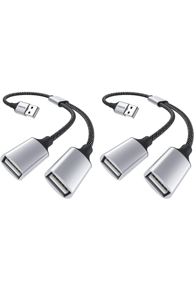 موزع USB، محول USB Y مزدوج بمنفذ USB 2.0 مع كابل تمديد للشحن/نقل البيانات/اللابتوب