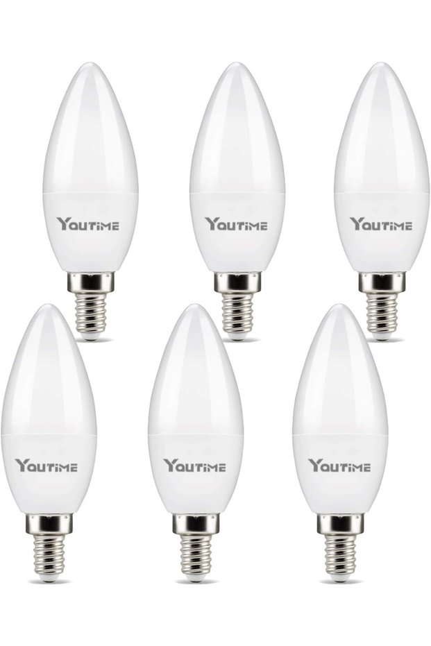 مصباح LED E14 على شكل شمعة، يعادل 30 واط، أبيض دافئ، عبوة من 6 قطع