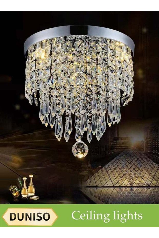 DUNISO Crystal Ceiling Lamp, Corridor Lamp, Entrance Lamp, Warm Light, Balcony, Cloakroom, Aisle
