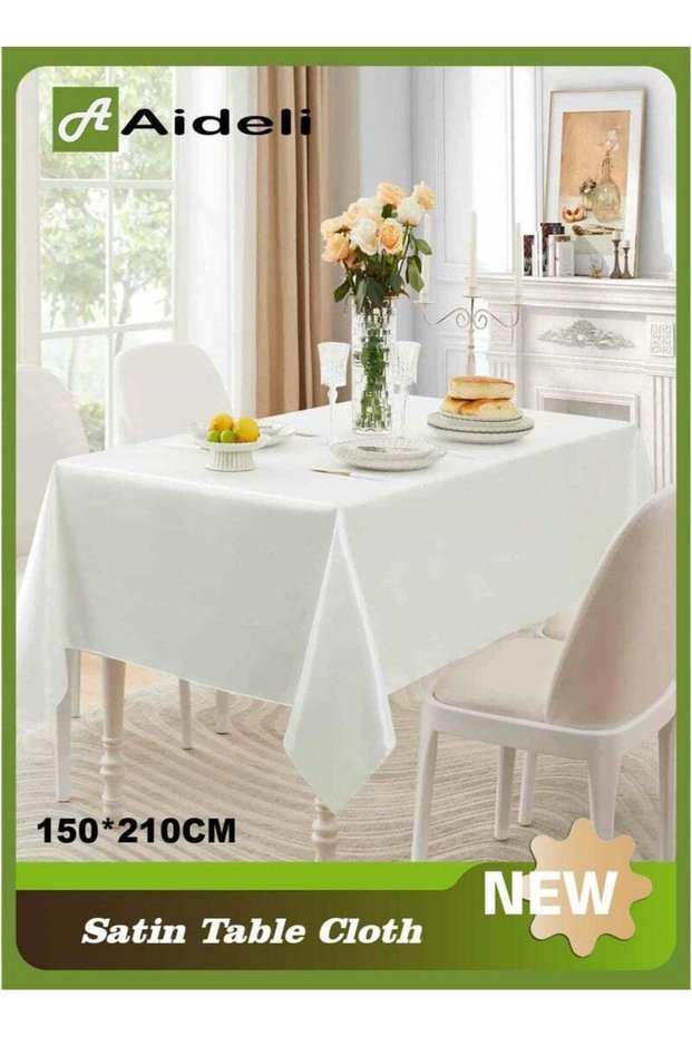 Aideli Table Cloth Rectangle Satin 150×210 cm – Washable Wedding Party Banquet Home Dinner