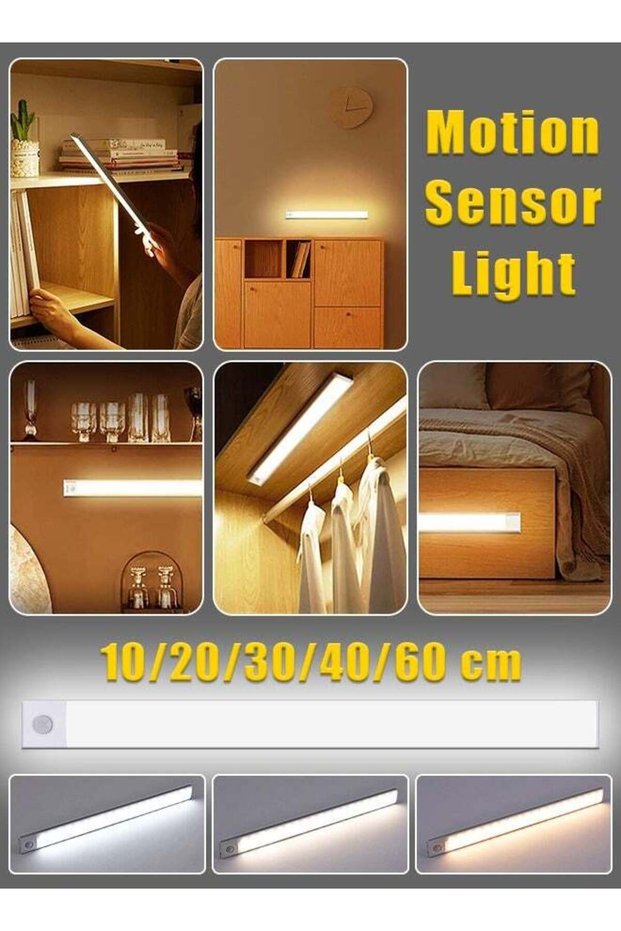 MITOYO Motion Sensor Light - Aluminum Alloy LED Light - Cordless Under Cabinet Light - White, Warm,