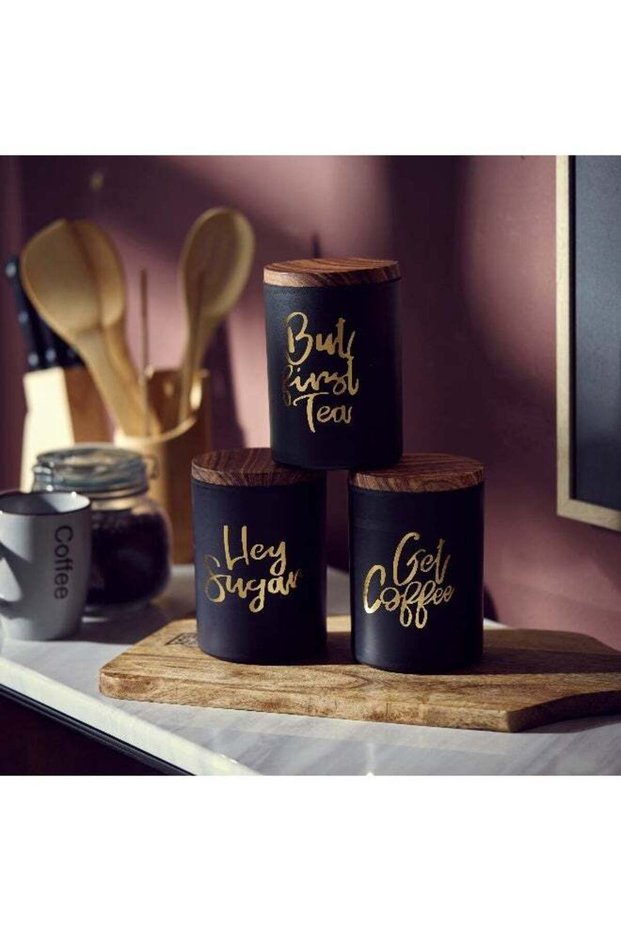 Home Box 3-Piece Tea Coffee Sugar Jar Set 1000 ml