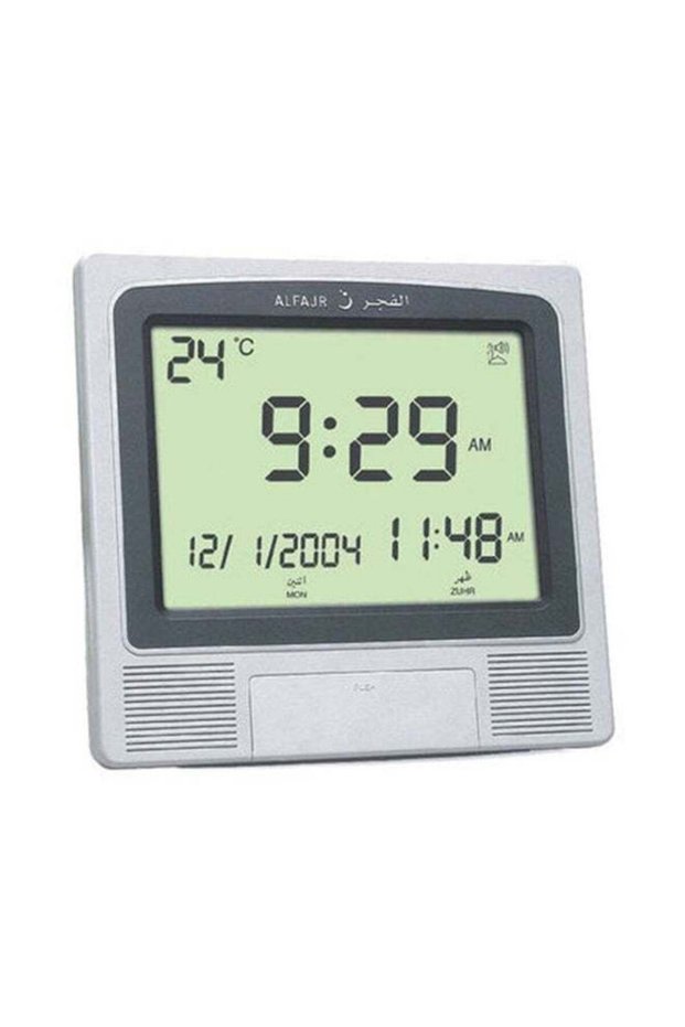 Al Fajr Digital Wall And Table Azan Clock For Prayer With Large LCD Display Grey 21 x 22 x 2.5cm