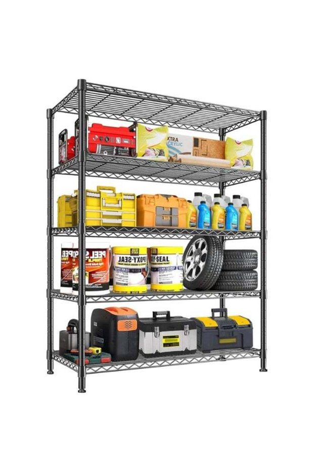 Solerconm 5-tier Storage Shelf Heavy Duty Shelving Unit, 115 x 45 x 180cm Garage Wire Shelving Unit
