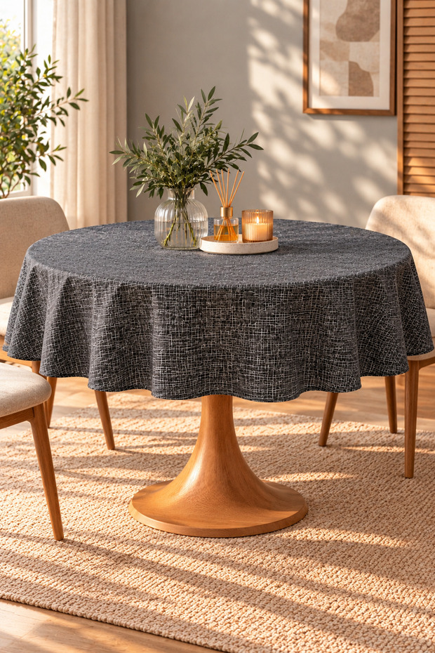 Liquid-Proof Oilcloth Round Tablecloth | Stain-Resistant, Easy-To-Clean Pvc Tablecloth