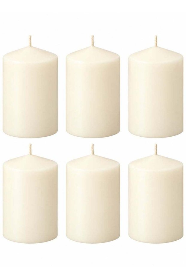 Astra Unscented Ivory Pillar Candles Set of 6 - Dripless, Clean-Burning, Smokeless Household Dinner