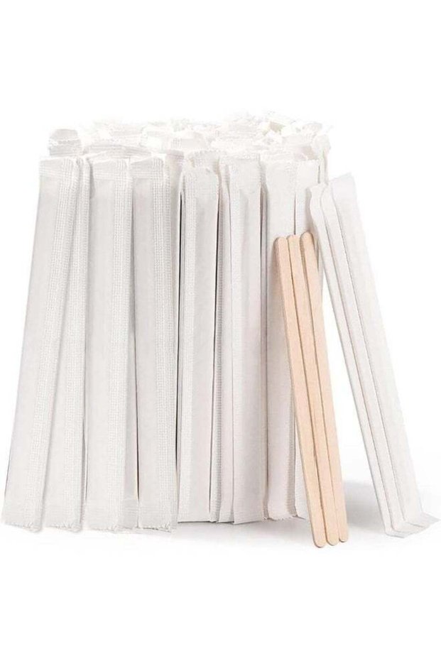 MOMENT 14 Cm Disposable Wooden Coffee Stirrers [200 Pack] Individually Wrapped Stir Sticks For Tea,