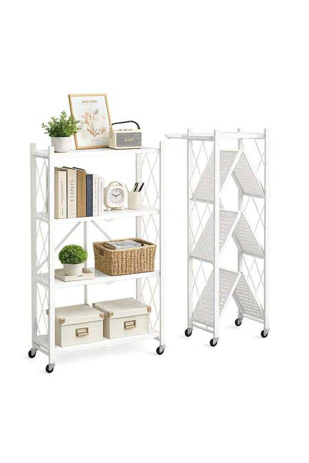 Toshionics 4-Tire Foldable Multi-Purpose Storage Rack White 72x38x126cm