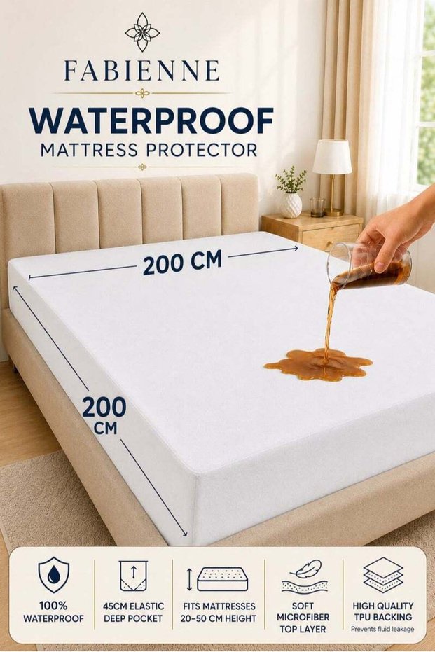 Fabienne Waterproof Mattress Protector Super King Size High Absorption Microfiber+TPU Pad Cover for