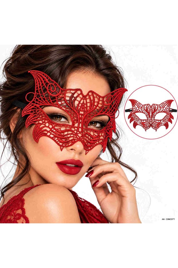 Concepta Red Lace Embroidered Mask – Venice (131542) Ball Mask