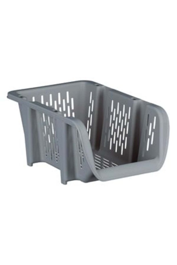 Gray Open Stackable Storage Basket 30.7x20x13.4cm