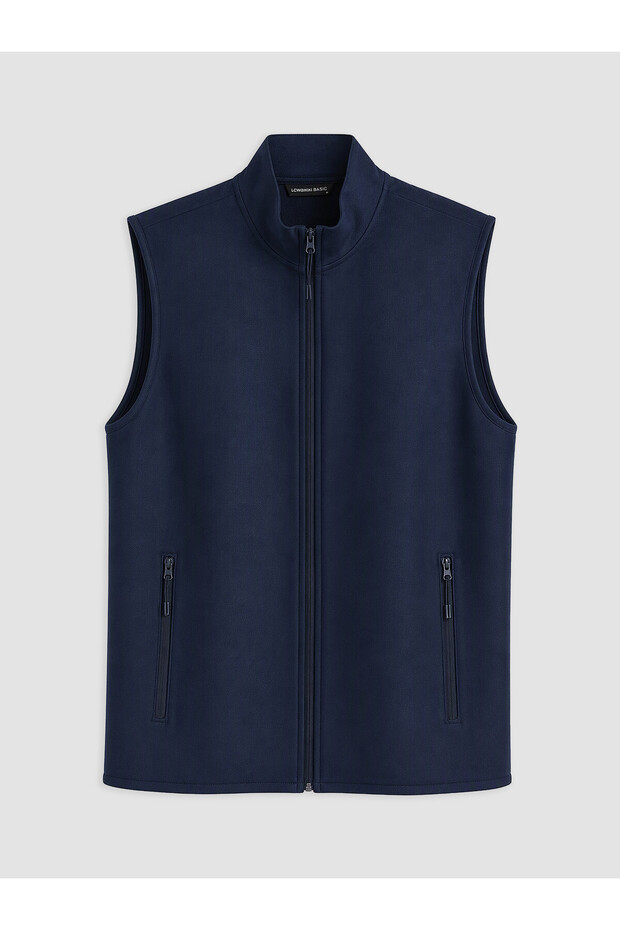 Ozmarka New Season Navy Blue Stand Collar Men's Vest