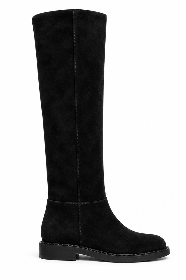 Viera Black Suede Genuine Leather Over-The-Knee Boots