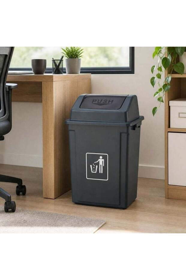 MARCOLO 30L Push Top Dustbin, Grey, UV Resistant Polypropylene Waste Bin for Home and Office
