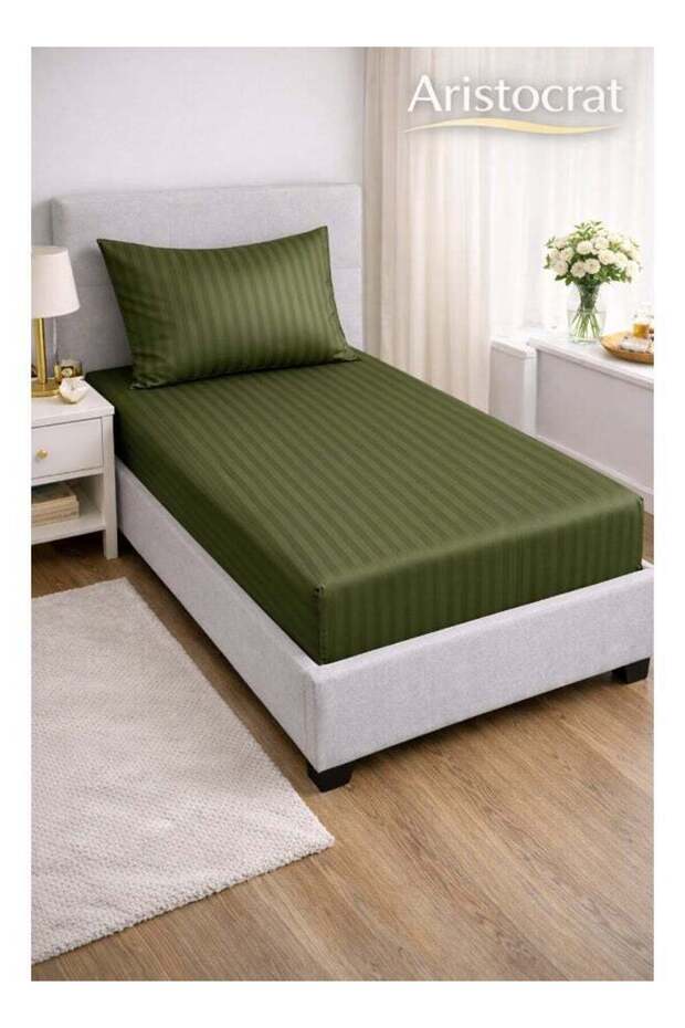 ARISTOCRAT 2-Piece Striped Microfiber Fitted Sheet Set Single 90x200cm – Soft Elastic Deep Pocket 17