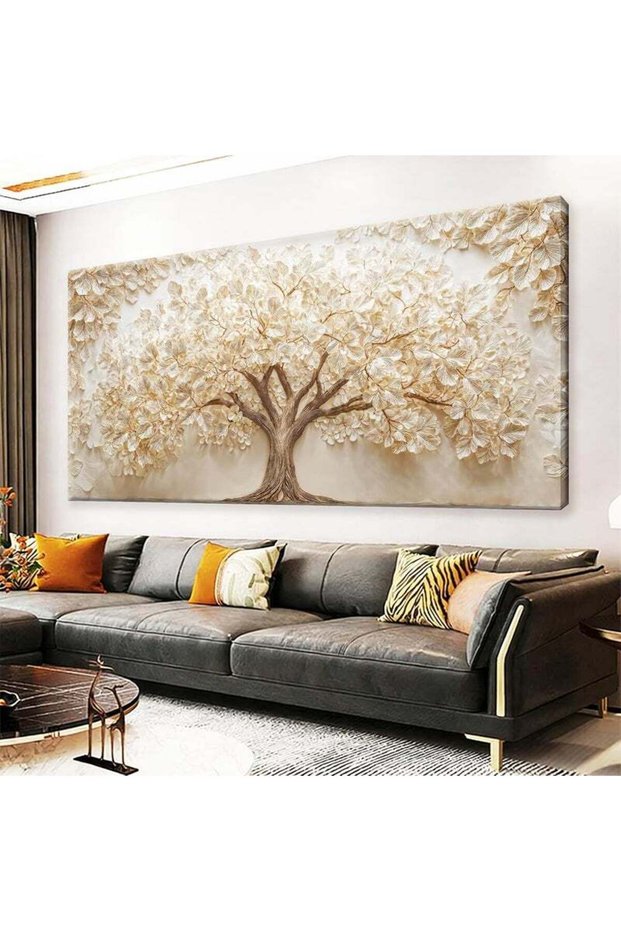 ARS Modern White Wall Art Prints Size-100x150cm Tree Of Life Canvas Art Wall Decor For Living Room A