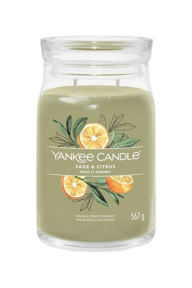 YANKEE CANDLE Sage & Citrus Jar Candle 567grams - 2 wick Scented candle 20oz | 65 hrs burn-time | Pe