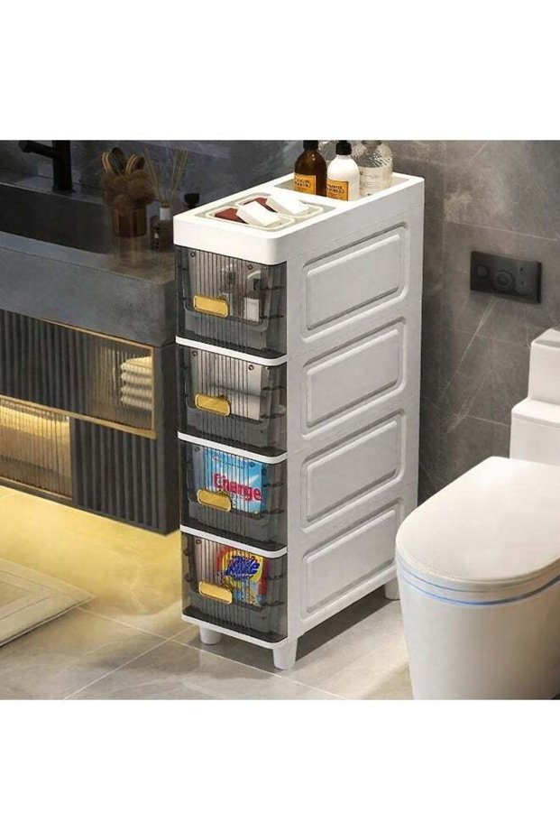 Forthcan Narrow Gap Storage Cabinet, 4-Tier Slim Freestanding Organizer for Bathroom and Toilet, 18c