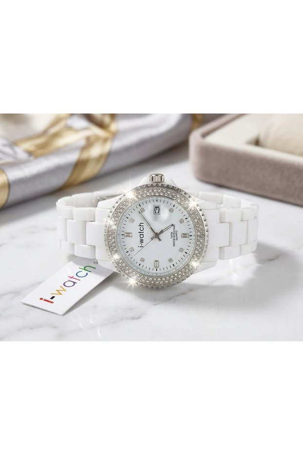 Crystal Purei-Watch Luxury White Watch with Crystal Stones
