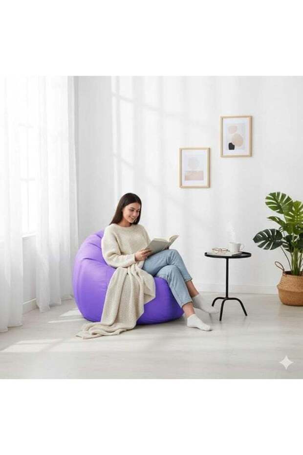 Harmony Home Puffy Leather Bean Bag | Versatile Comfy Lounge & Bedroom Seating | Water-Repellent | D