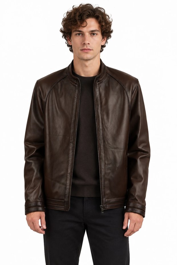 Tan Leather Men's Leather Coat