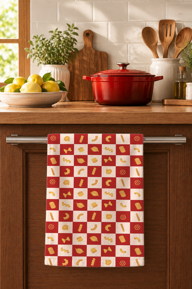 Pasta Kitchen Hand Towel 35X50 cm Cotton Digital Printed Decorative Towel