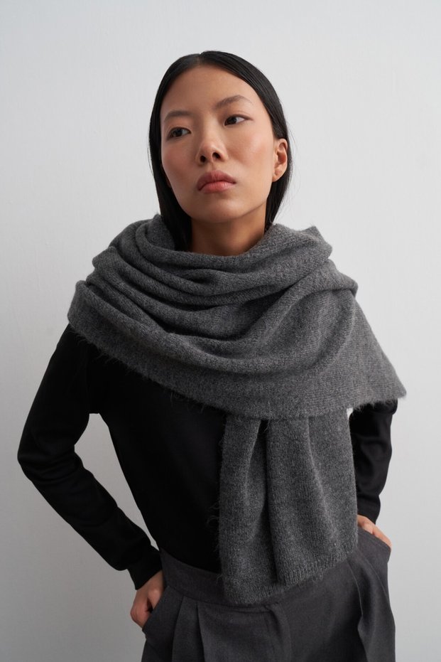 Knitwear Long Scarf Gray