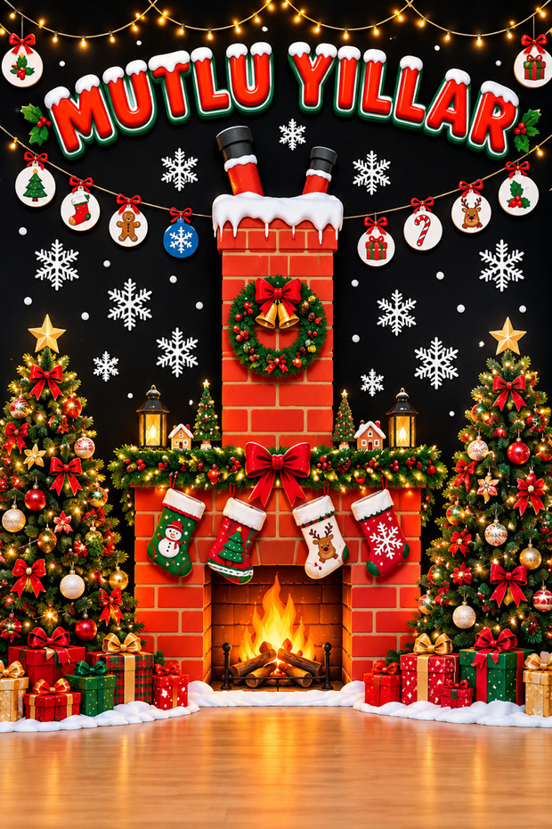 Christmas Themed, Welcome New Year, Happy New Year, Photo Shoot, Celebration, School Event Fabric Backdrop