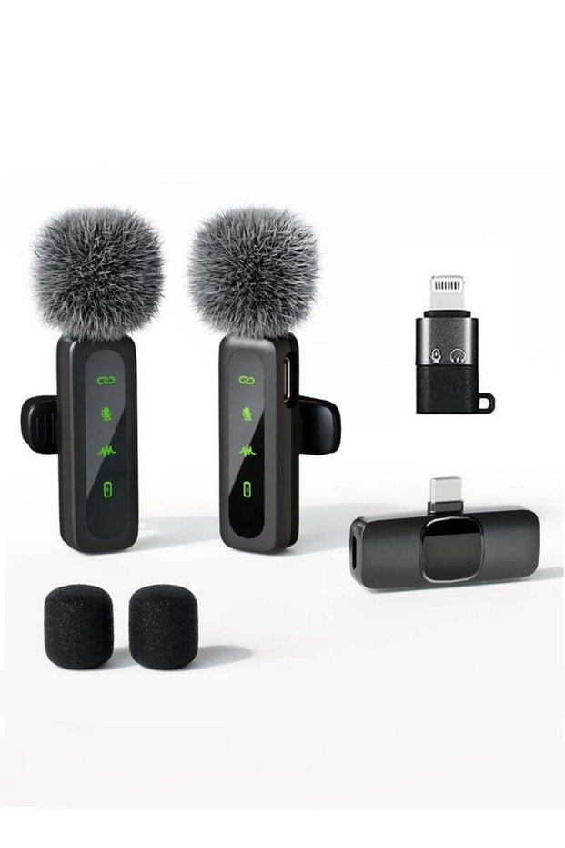 DUNELIFE Professional Wireless Lavalier Microphone for iPhone , iPad, Android - 2-Pack with USB-C In