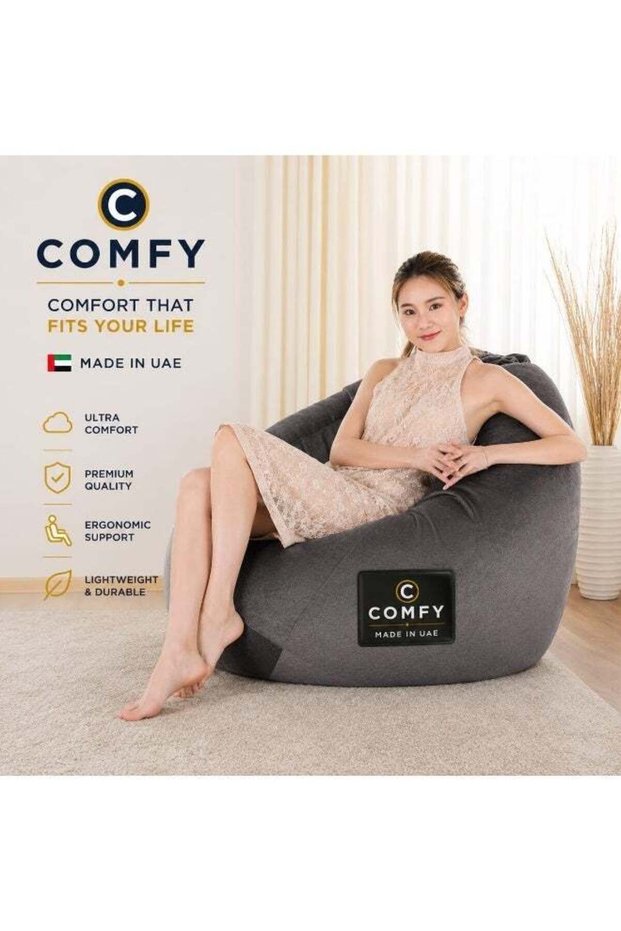 COMFY SOFT VELVET GREY BEAN BAG LARGE WITH VIRGIN FILLING