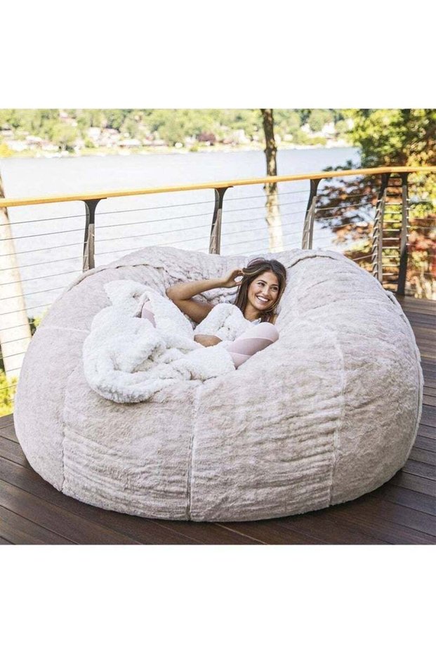 GT-Wheel Bean Bag Chair Cover Oversized Soft Fluffy PV Velvet Lazy Sofa Bed Cover Without Filler