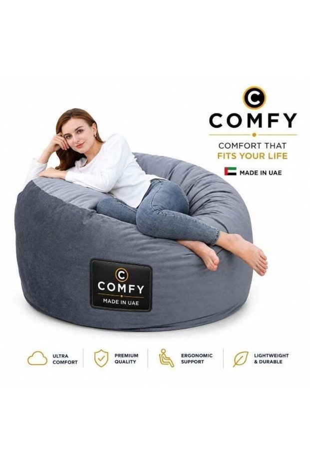 COMFY CLASSIC ADULT XL GREY SUEDE BEAN BAG 1