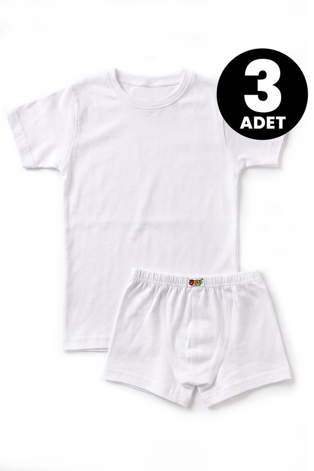 Children's 3-Piece Cotton T-Shirt Boxer Set Daily Comfortable (7452-3)