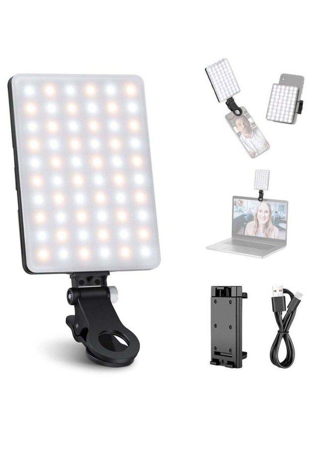ECARES® Selfie Light, 60 LED, Long-lasting Rechargeable Battery, Front & Back Removable Clip, Portab