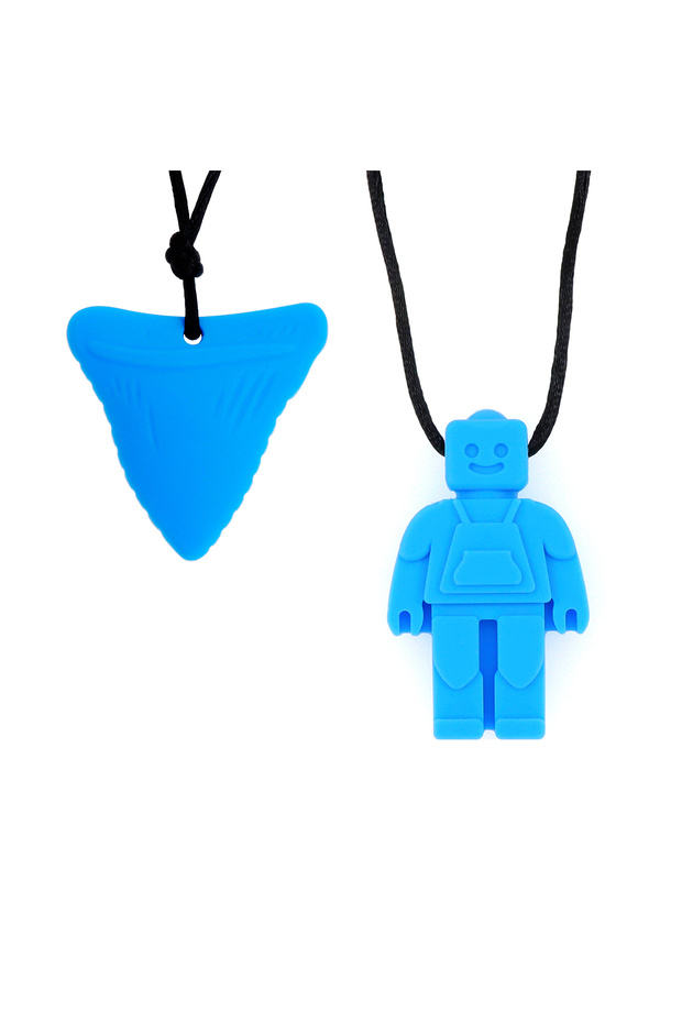 Blue Sensory Chew Necklaces(2 Pack) for Kids with Teething, ADHD, Autism, Biting Needs, Oral Motor C