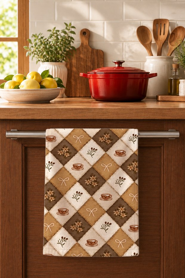 Coffee Corner Digital Printed Tea Towel 35X50 cm Cotton Kitchen Towel