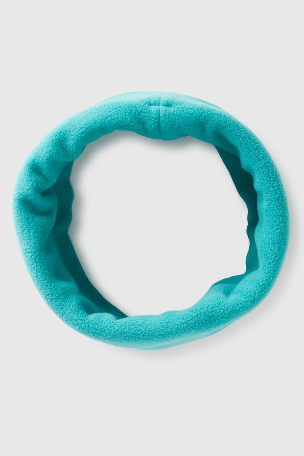 Boy's turquoise logo detail neck warmer