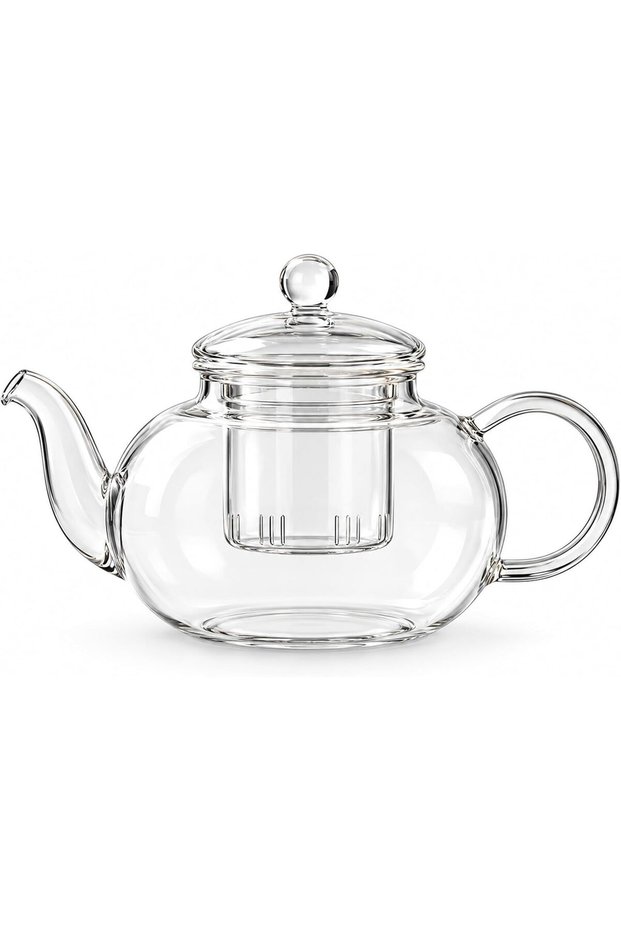 Glass Teapot with Filter, 850 ml Capacity, Transparent