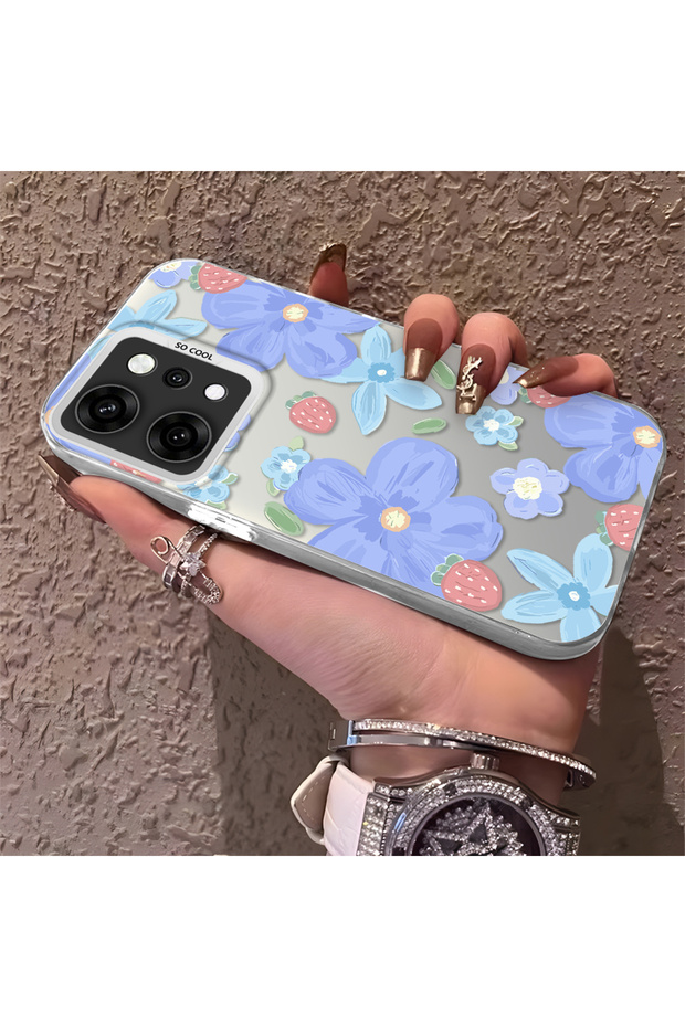 Oppo Reno14 Pro Compatible Floral Strawberry Mix Patterned Case, Protective, Daily Use